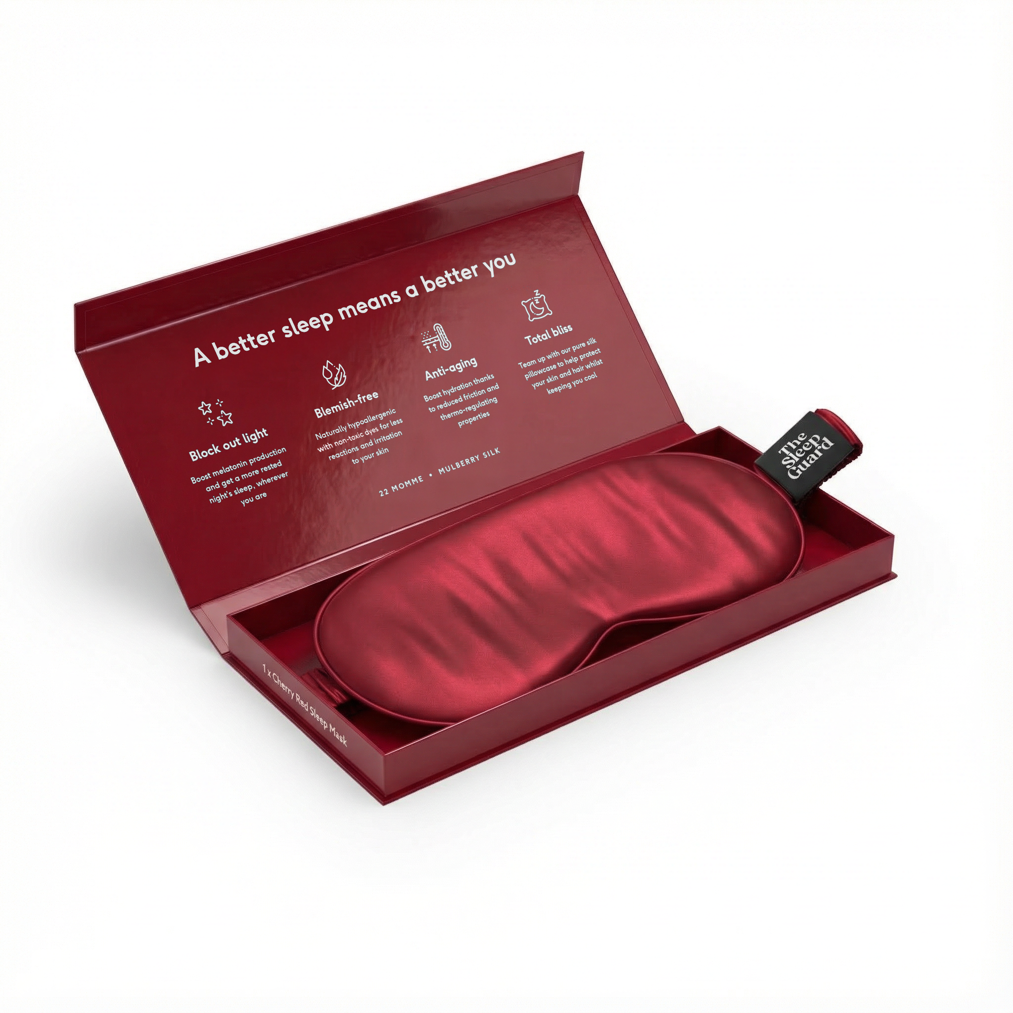 Pure Silk Sleep Mask [100% 6A Mulberry Silk, 22 Momme] - Cherry Red